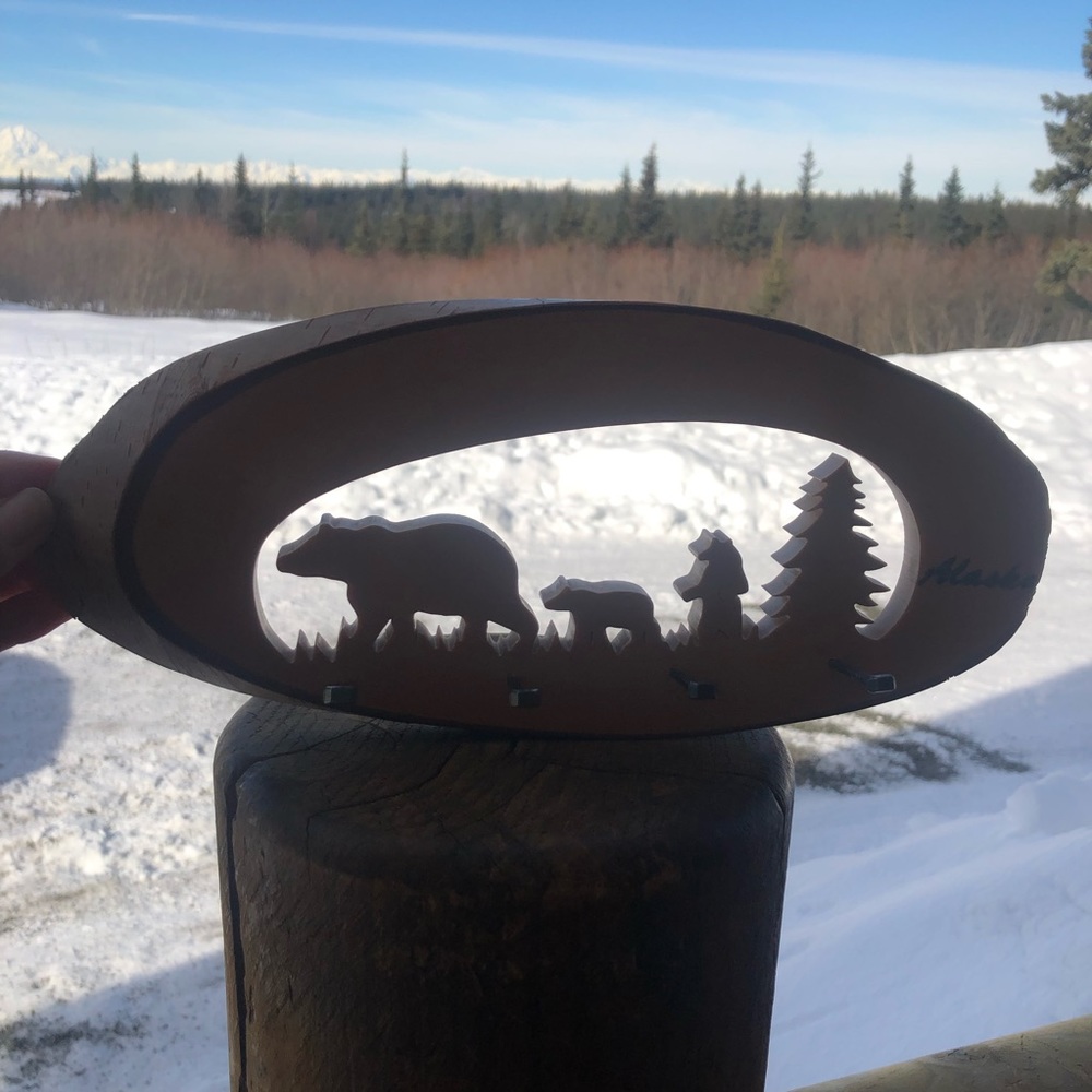 Vintage Handcrafted Bramante Bear Tree Wood Carving Numbered Alaska Key Holder